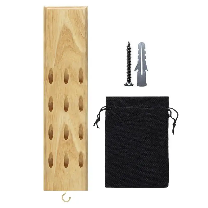 Solid Wood Wall Mounted Dart Holder/Stand with Accessory Storage Bag Displays 4 Sets of Steel/Soft Tip Darts Compatible Surround