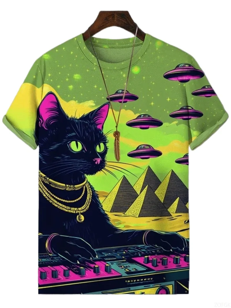 2025  Funny Animal Printed Man T Shirt Short Sleeve Tees Tops 3D Print Crew Neck Shirts Summer Casual Men's Clothing Casual Tops