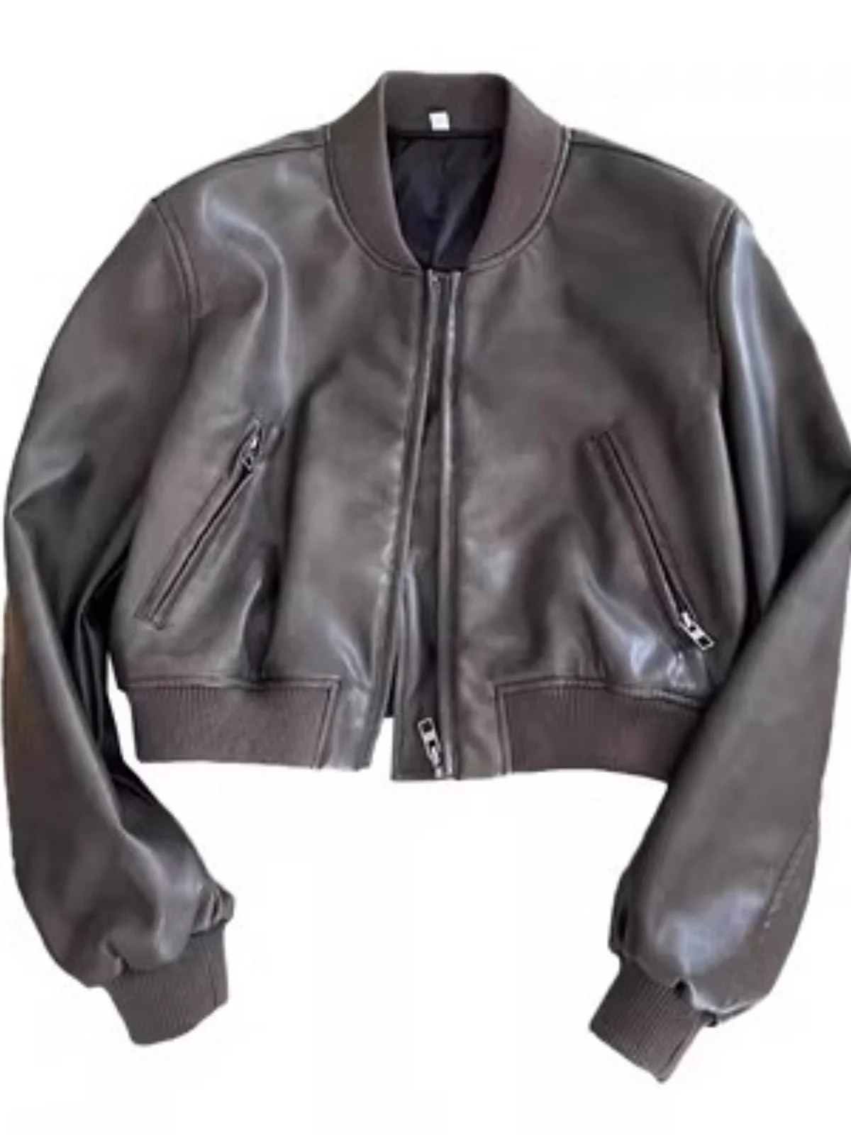

Sli ort Leather Jaet, женское пальто-пилот из искусственной кожи в стиле ретро, американская мода, осень 2023, длинное свековое пальто на молнии
