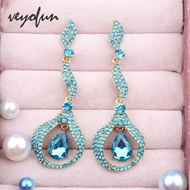 Veyofun Vintage Rhinestone Long Drop Earrings Classic Party Dangle Earrings Fashion Jewelry for Women New Wholesale