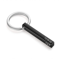 Personalized Bar Keychain for Men Women Stainless Steel Custom Four Side Keyring Engraved Name Text Key Chains Boyfriends Gift