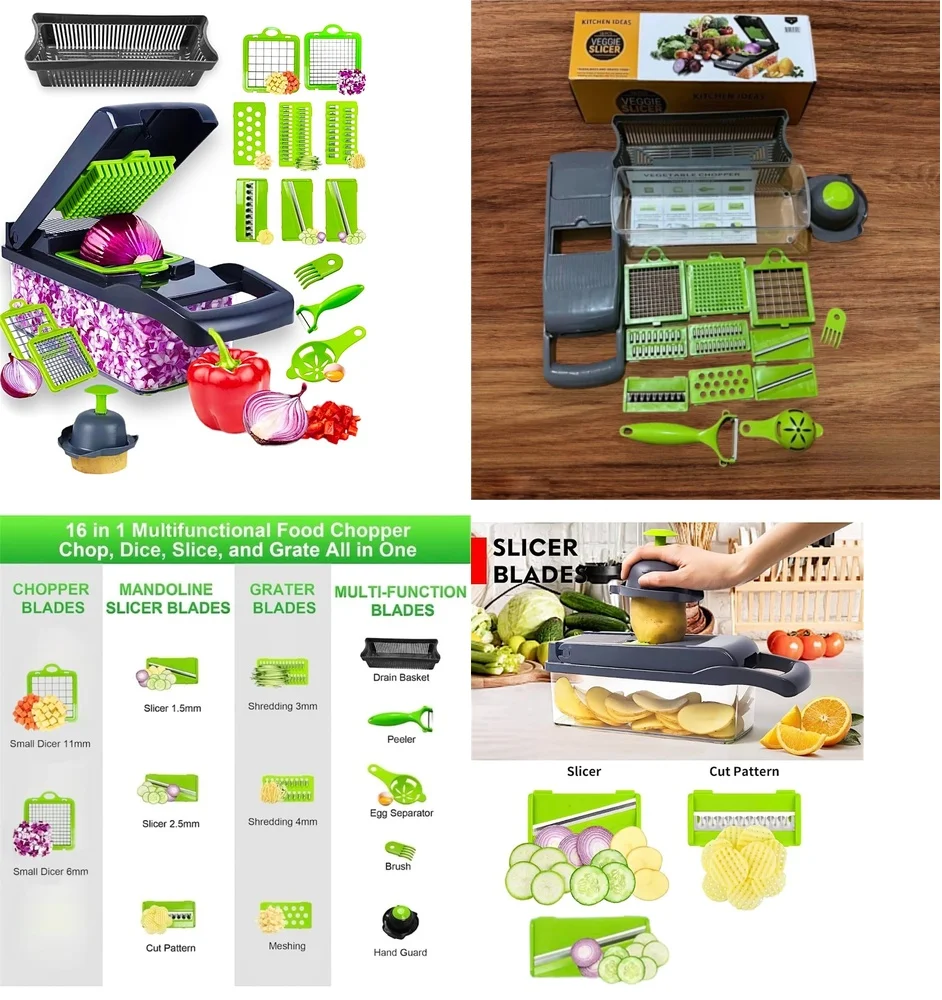 

Fruit & Vegetable Tools16 in 1 Vegetable Chopper Cutter for Fruits Onion Dicing Slicing Kitchen Food Prep Multifunctional Veggie