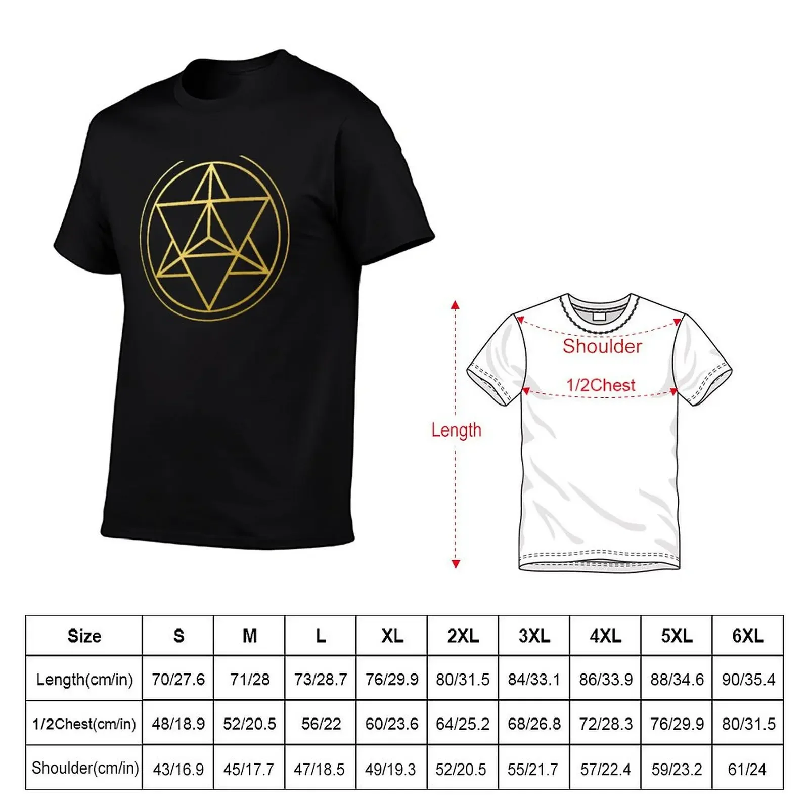 Merkabah Star Tetrahedron gold sacred geometry mandala healing protection amulet T-Shirt sports fans oversized t shirt men