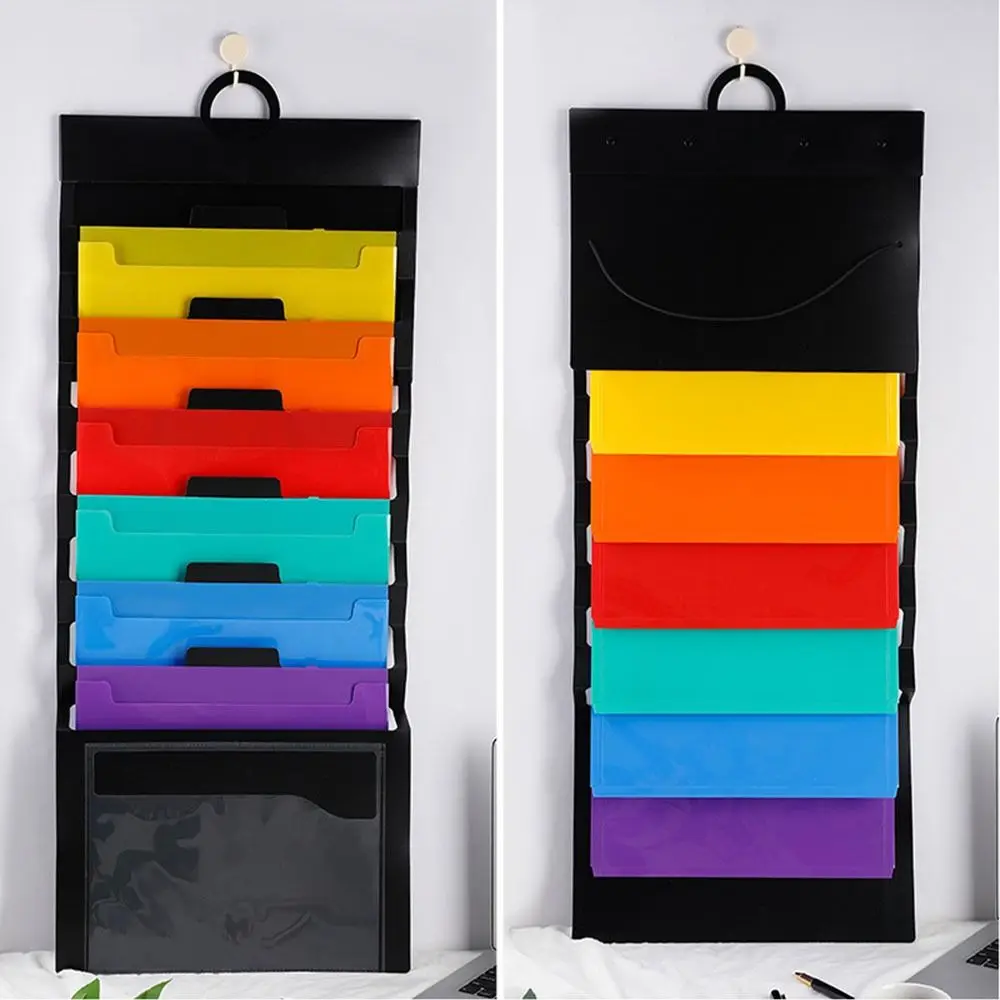 For Home Office Wall Mounted Rainbow File Organizer Expandable Accordian Pockets Hanging File Folders Filing Cabinet Pockets