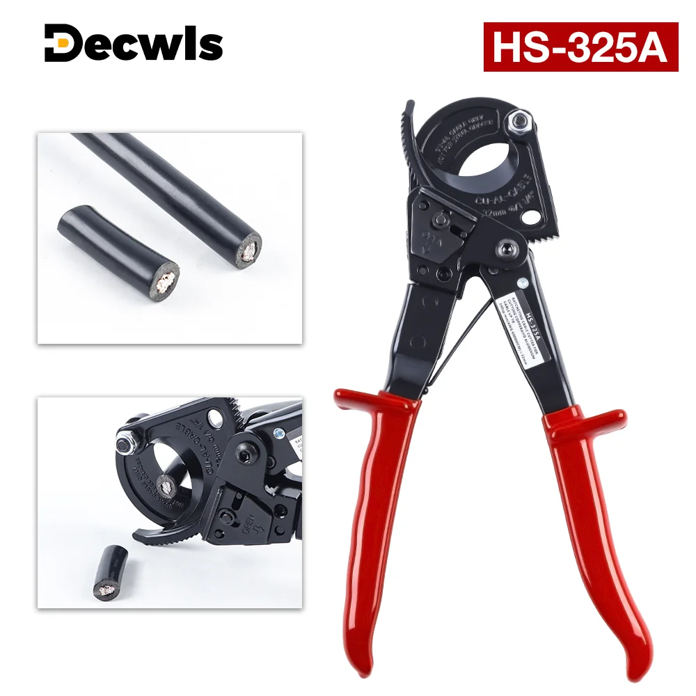 

0-240mm² Professional Cable Cutter Plier, Ratchet Hand Tool, For Copper/Aluminum Metal Conductors Optical Fibers Cables, HS-325A
