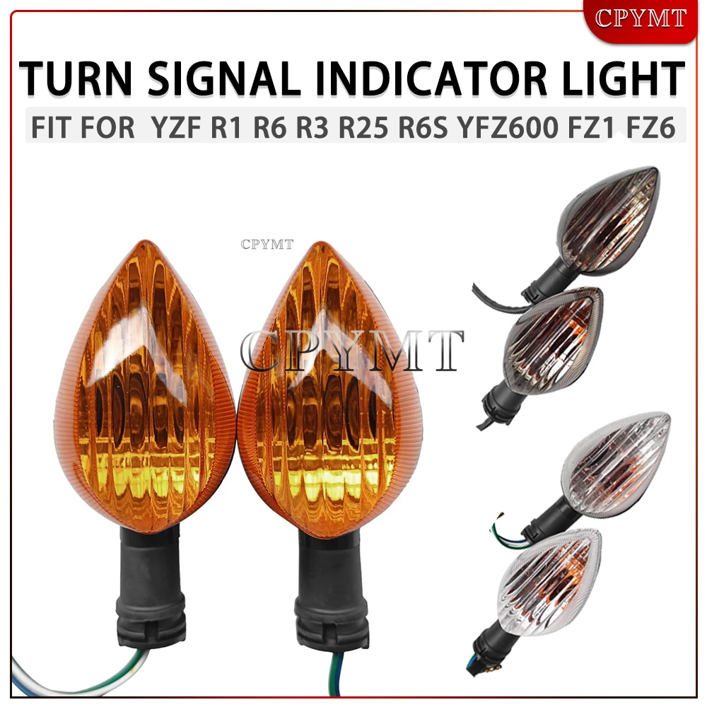

Front Rear Turn Signals Indicator Flasher Lights Assembly fit For YZF R1 R6 R3 R25 R6S YFZ600 FZ1 FZ6 YBR125 MT 07 25 3 Wires