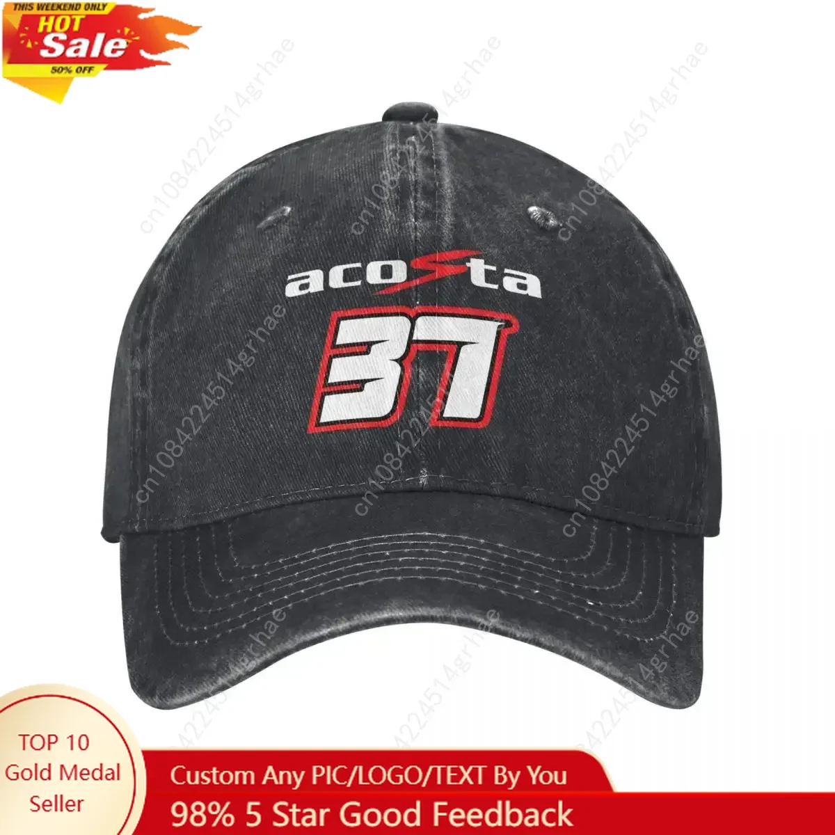 

Pedro Acosta Number 37 Unisex Style Baseball Cap Motorcycle Racing Distressed Denim Hat Vintage Outdoor Running Golf Sun Caps
