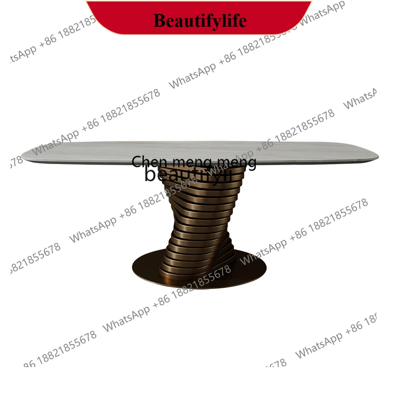 

z183 Italian light luxury natural marble square dining table modern simple high-end household metal dining table