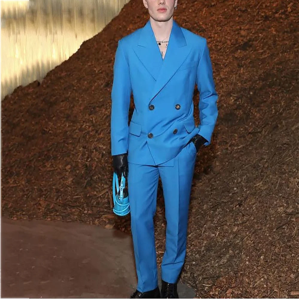 

Мужской костюм с пиковыми лацканами по индивидуальному заказу, обычный приталенный мужской наряд, куртка, брюки, деловой повседневный двубортный мужской комплект для вечеринок и клубов