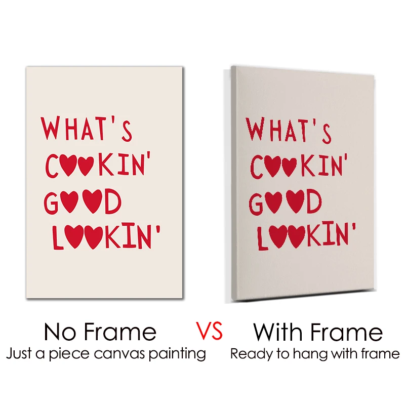 مؤطرة الجمالية المطبخ الأبجدية جدار الفن الأحمر الحب عبارة لطيف الطبخ المشارك موجة جديدة قماش اللوحة ديكور المنزل المطبخ #5