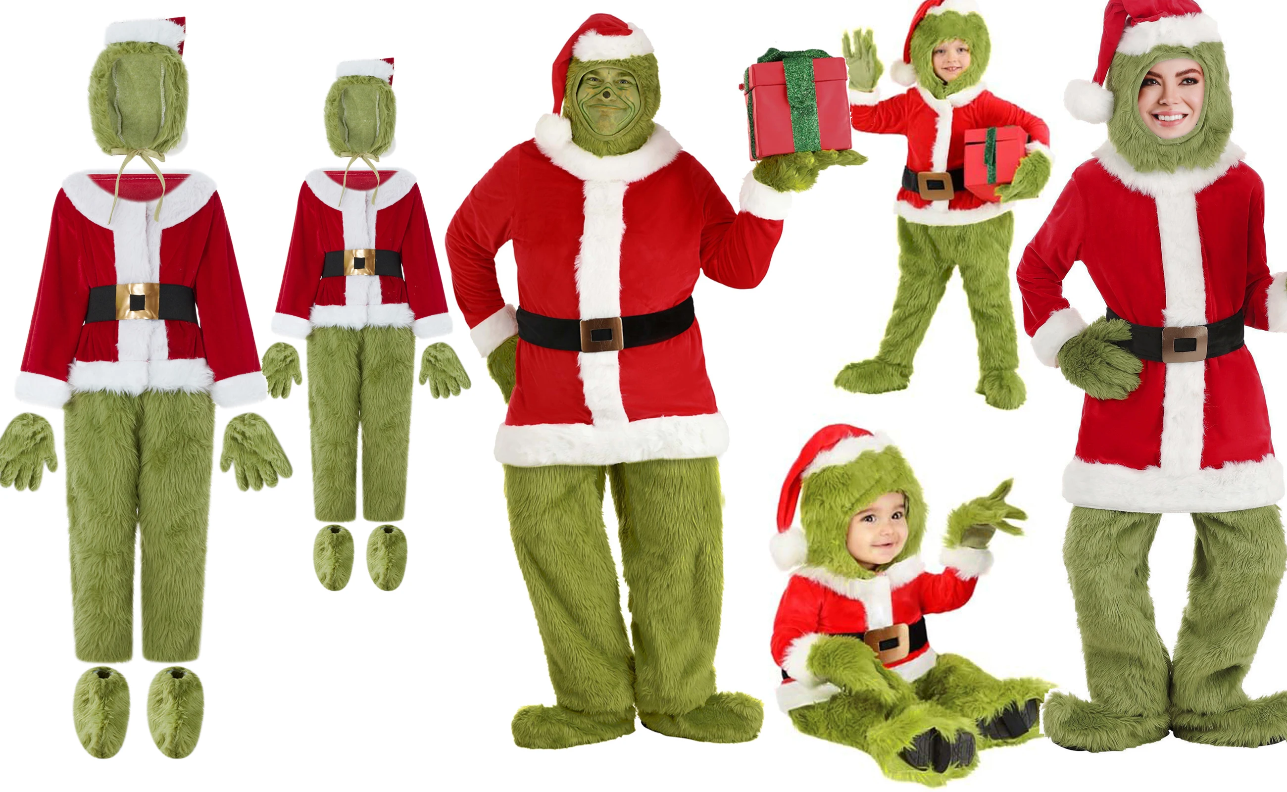 4 Teile/satz Weihnachten Outfit Tops Hosen Hut Handschuhe Schuhe Abdeckung Monster Cosplay Kostüm Familie Passenden Outfit für Fotoshooting 2024