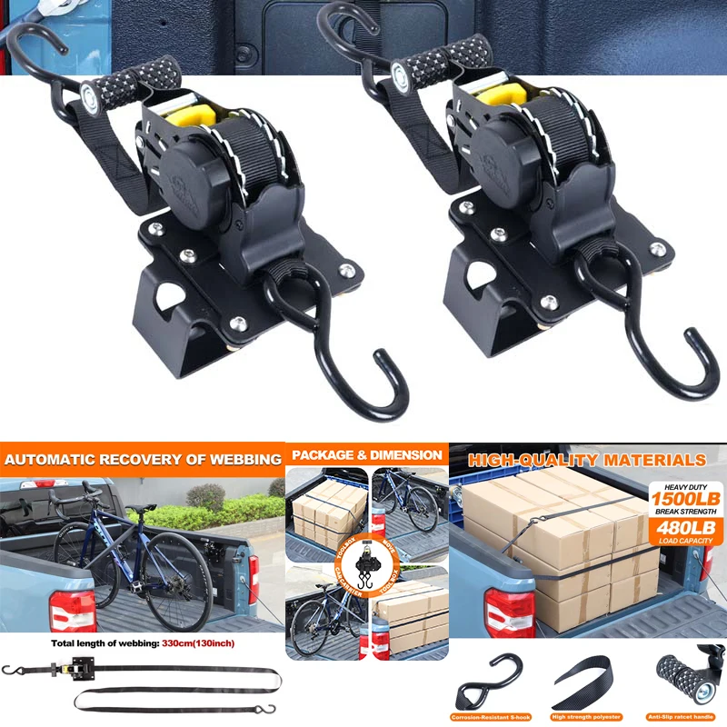 For  Ford Maverick 2022+ Cargo Box Binding Strap Ratchet Cincher Telescopic Strap Loading Luggage Straps Auto Accessories