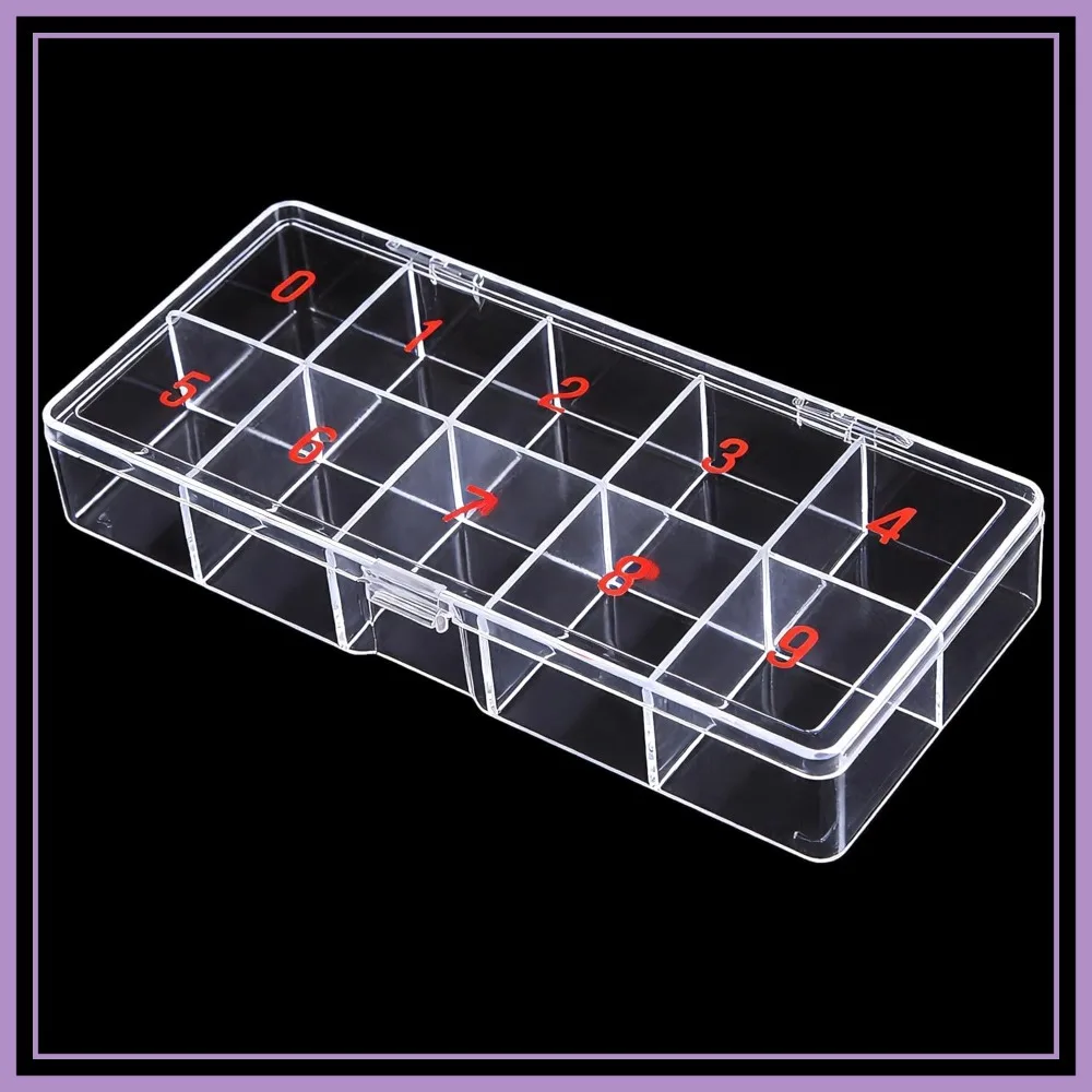 

1pc Empty Storage Box Case Container for Nail Art Tips - Clear, Rectangular, 6.9x3.4x1 Inch