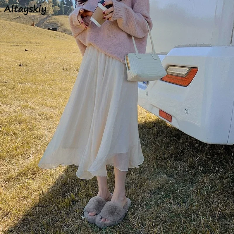 

Длинные юбки женские с высокой талией однотонные нерегулярные трапециевидные летние сетчатые корейский стиль темперамент элегантные феи универсальные распространенные стильные