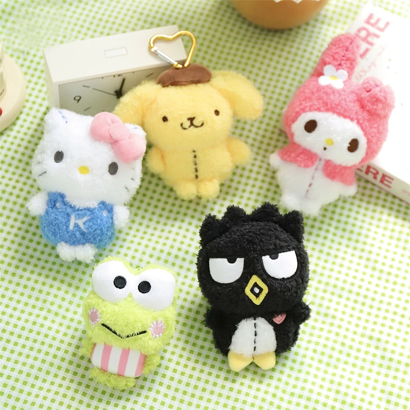 Sanrio Hello Kitty Melody Pompom Purin Keroppi Badbadtz-Maru Stuffed Toy Pendant Plush Toys Keyring Anime Keychain Birthday Gift