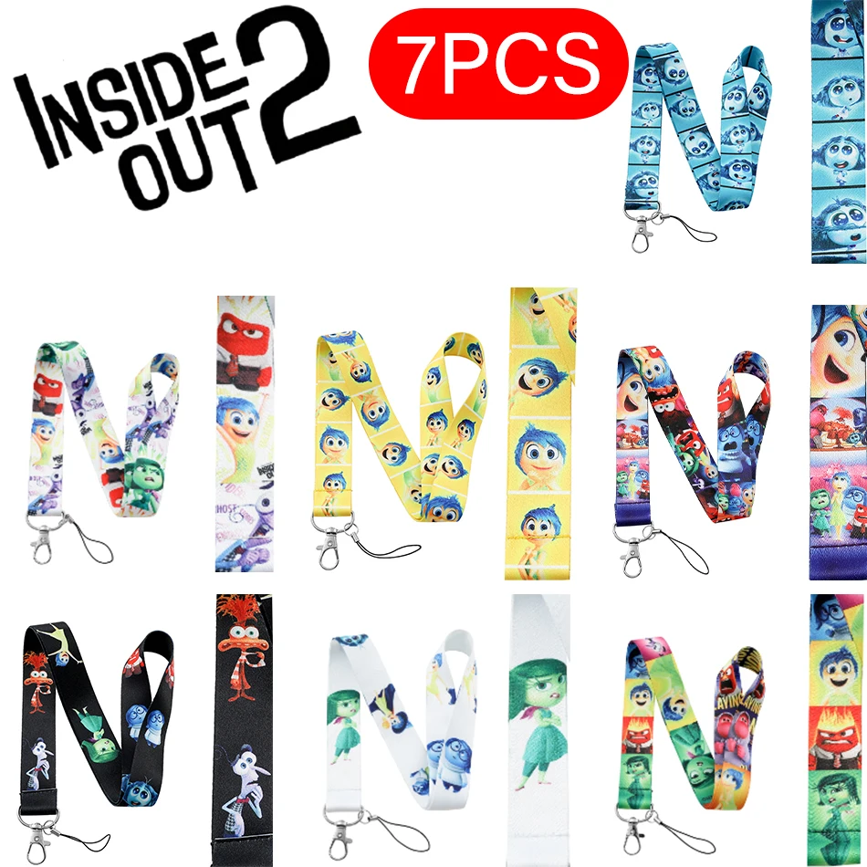 inside out 2 Lanyards Keychain Cartoon Movie Lanyards for Key Neck Strap For Card Keyring Accessories Gifts Credential Holder