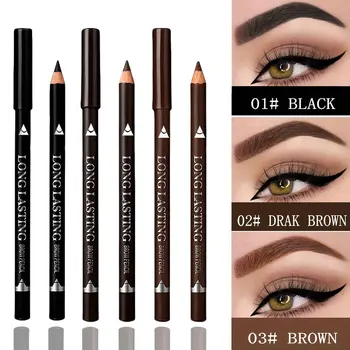 2-in-1 Wooden Handle Waterproof Eyeliner & Eyebrow Pencil, Sweatproof Makeup Pen for All…