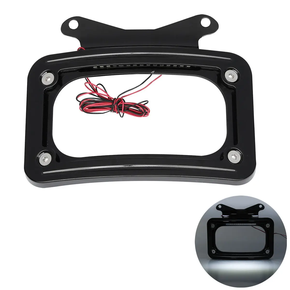 Motorcycle Curved License Plate Frames Mount W Running Light For Harley Touring Street Glide Road Glide Road King 2017-2025 2019