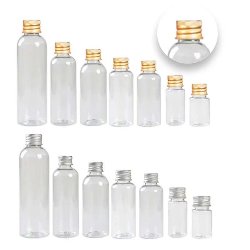 5pcs 5-500ml Empty Plastic Bottles Vials Tiny Jars Sample Bottles Storage Container Case with Aluminum Screw Cap for Cosmetics