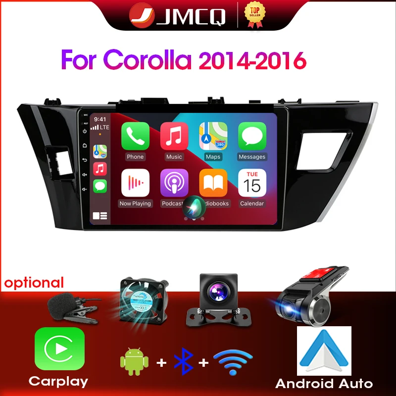 

JMCQ Android 12 2DIN DSP Car Radio Multimedia Video Player For Toyota Corolla Ralink 2014-2016 Navigation GPS Head Unit Carplay