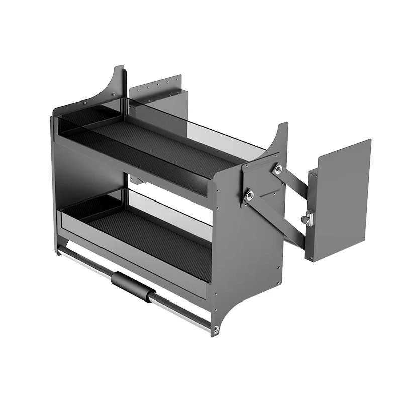 نظام رفع مصعد خزانة المطبخ، رف قابل للسحب، منظم جداري، زجاج قابل للتعديل، سلة سحب ناعمة مفتوحة وناعمة #6