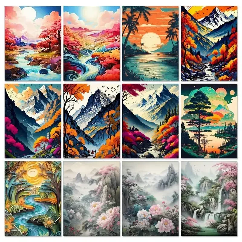 127702 Painting By Numbers Kits Abstract Mountain Scenery Modern Drawing Coloring By Numbers Acrylic Paint For Home Decor