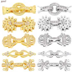 JUYA Natural Zircon Copper Fastener Lock Closure Clasps Connector Accessories For DIY Needlework Pearls Supplies Jewelry Making