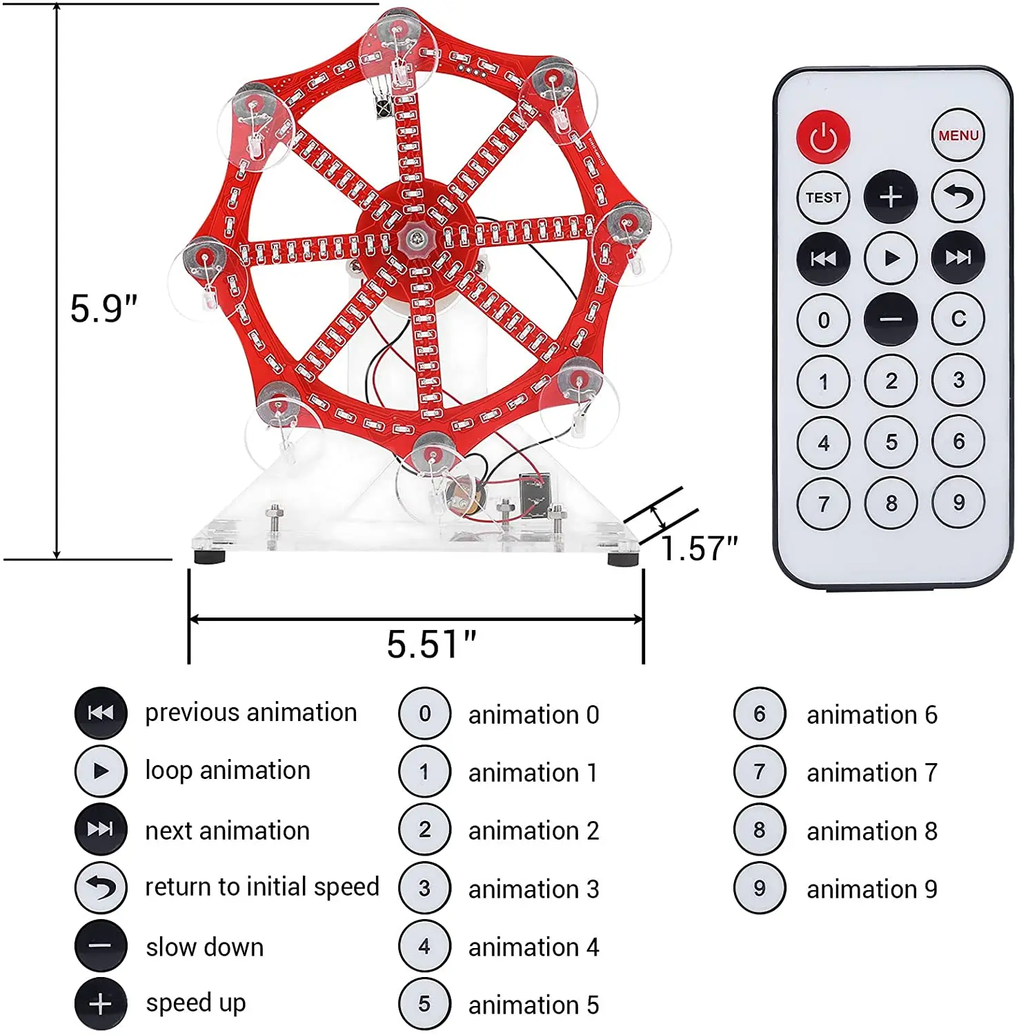 DIY LED Rotating Ferris Wheel Circuit Rotary Electronic Kit 10 Kinds Flashing Mode Soldering Project Practice Remote Control