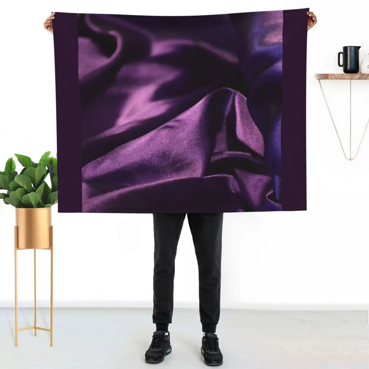 

Purple silk Throw Blanket Warm Plush Fuzzy Blanket for Living Room