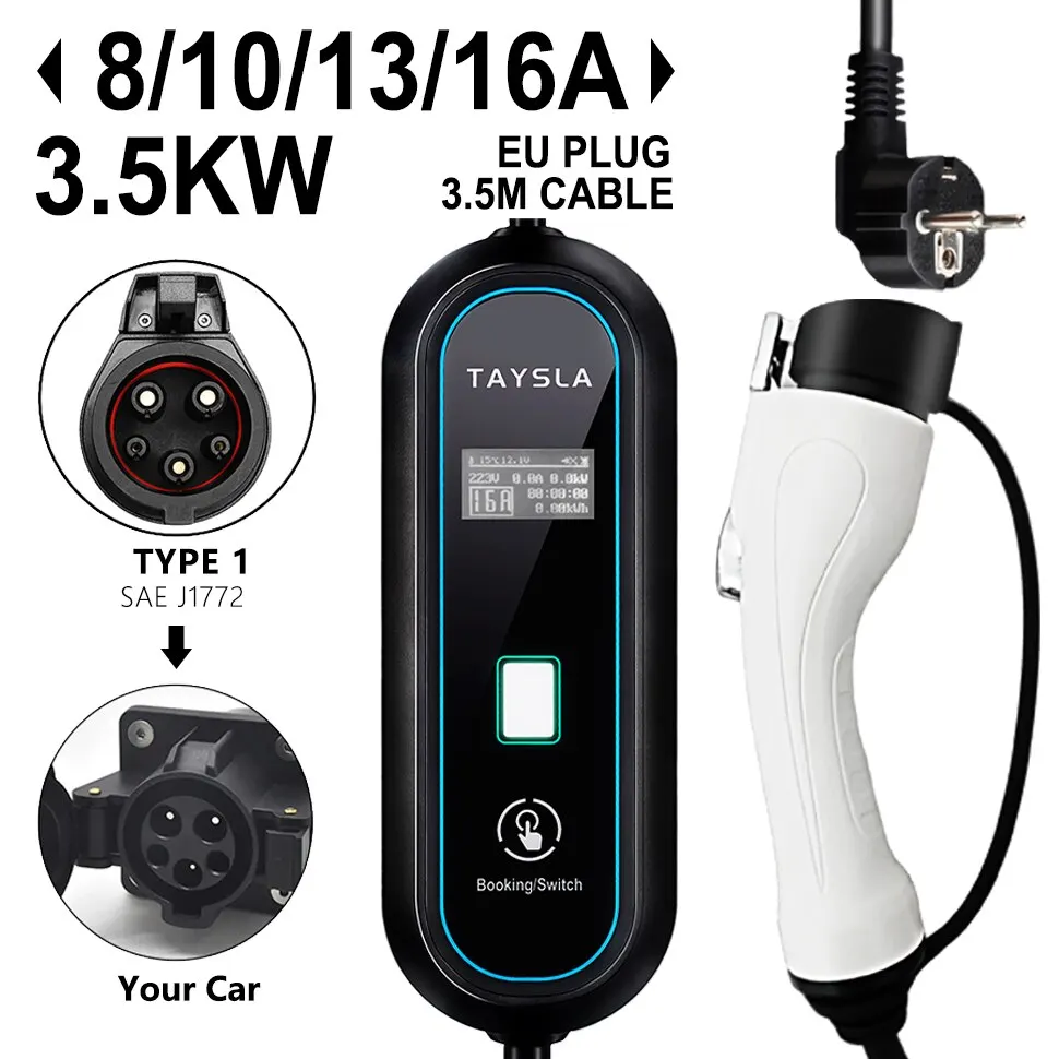 TAYSLA PHANTOM Electric Car Charger TYPE 2 3.5KW EV Charging Cable TYPE 1 EV Charger Station Wallbox EVSE