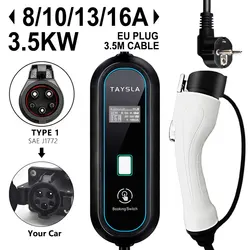 Tysla-電気自動車充電器,充電ケーブルタイプ2,3.5kW,電気自動車充電ステーション