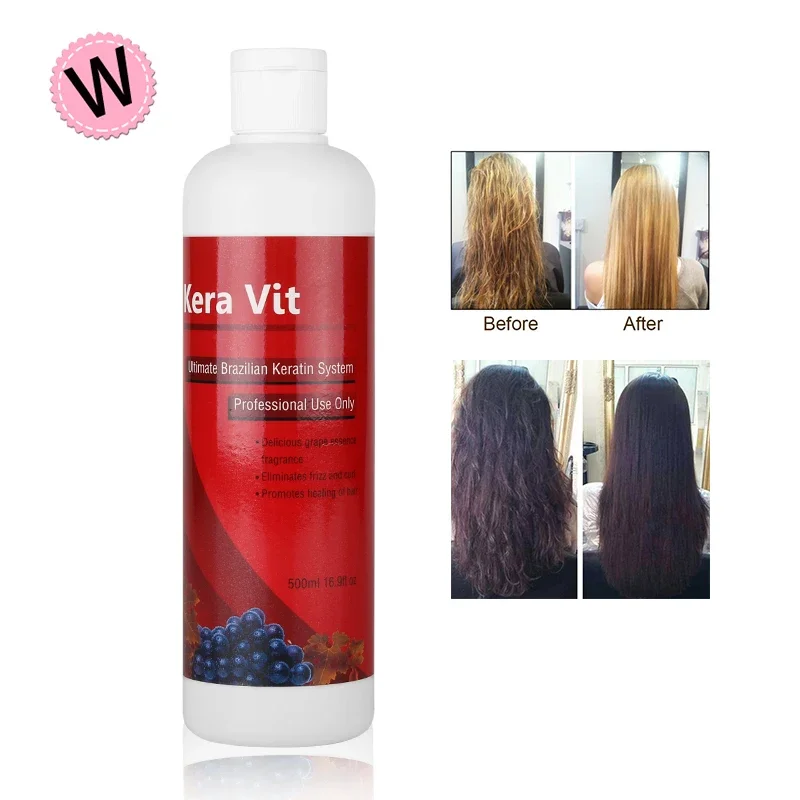 500ML Grape Smelling Brazilian Keratin Treatment 1.6% Formalin Repair and Straightening Damage Curly Hair