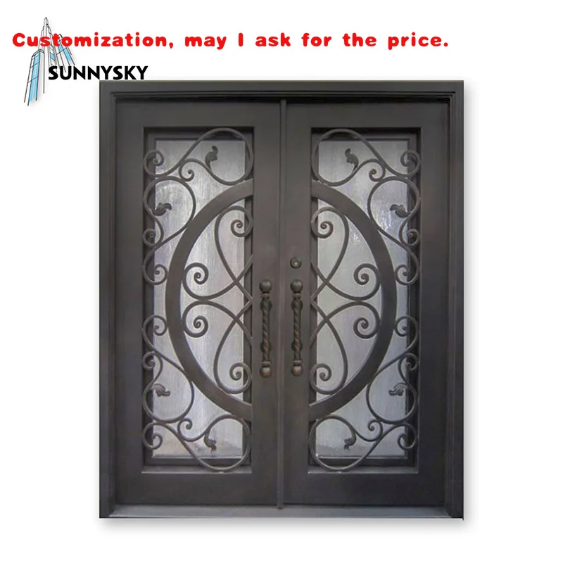 custom.Style Modern Decorative Wrought Iron Front Patio Double Entry