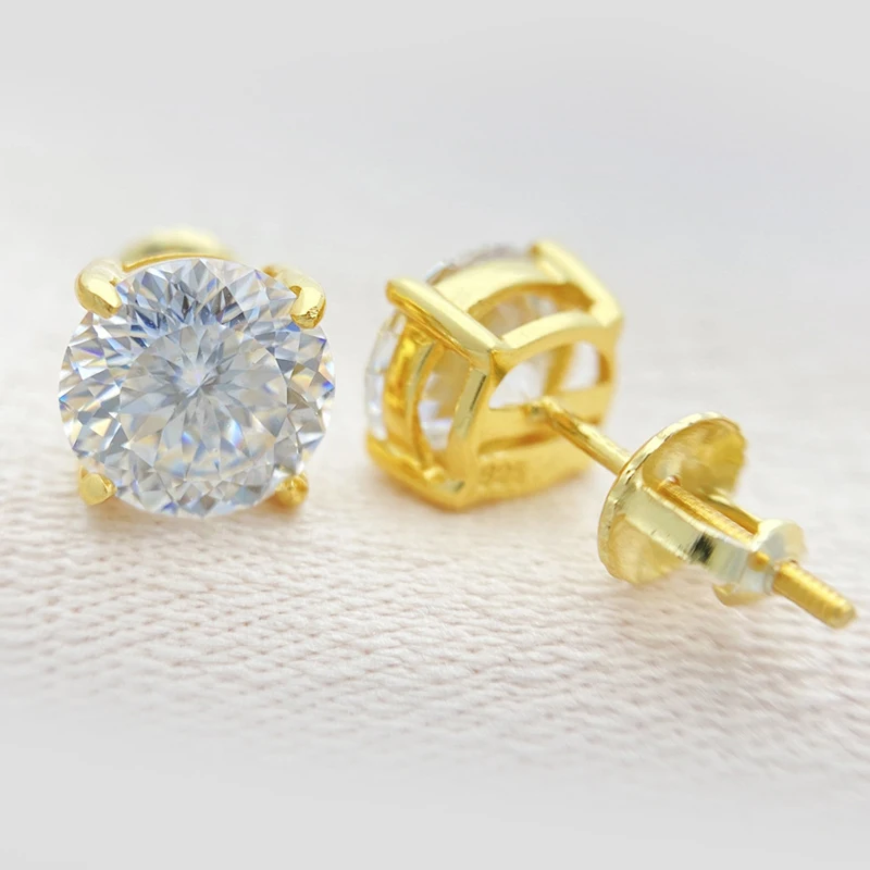 Hip Hop Real D Color Moissanite Stud Earrings For Women BirdNest Cut 925 Sterling Silver Sparkling Earring Birthday Gift Jewelry