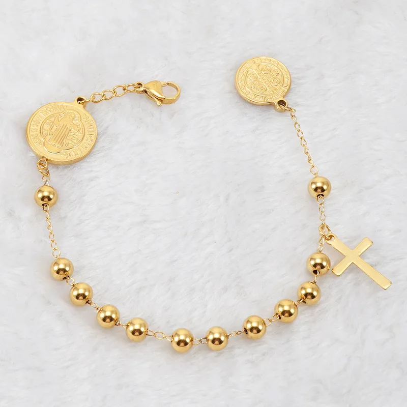 Fashion Stainless Steel Virgin Mary Beaded Religious Bracelet for Men Women Daily Wear Hand Jewelry Wholesale