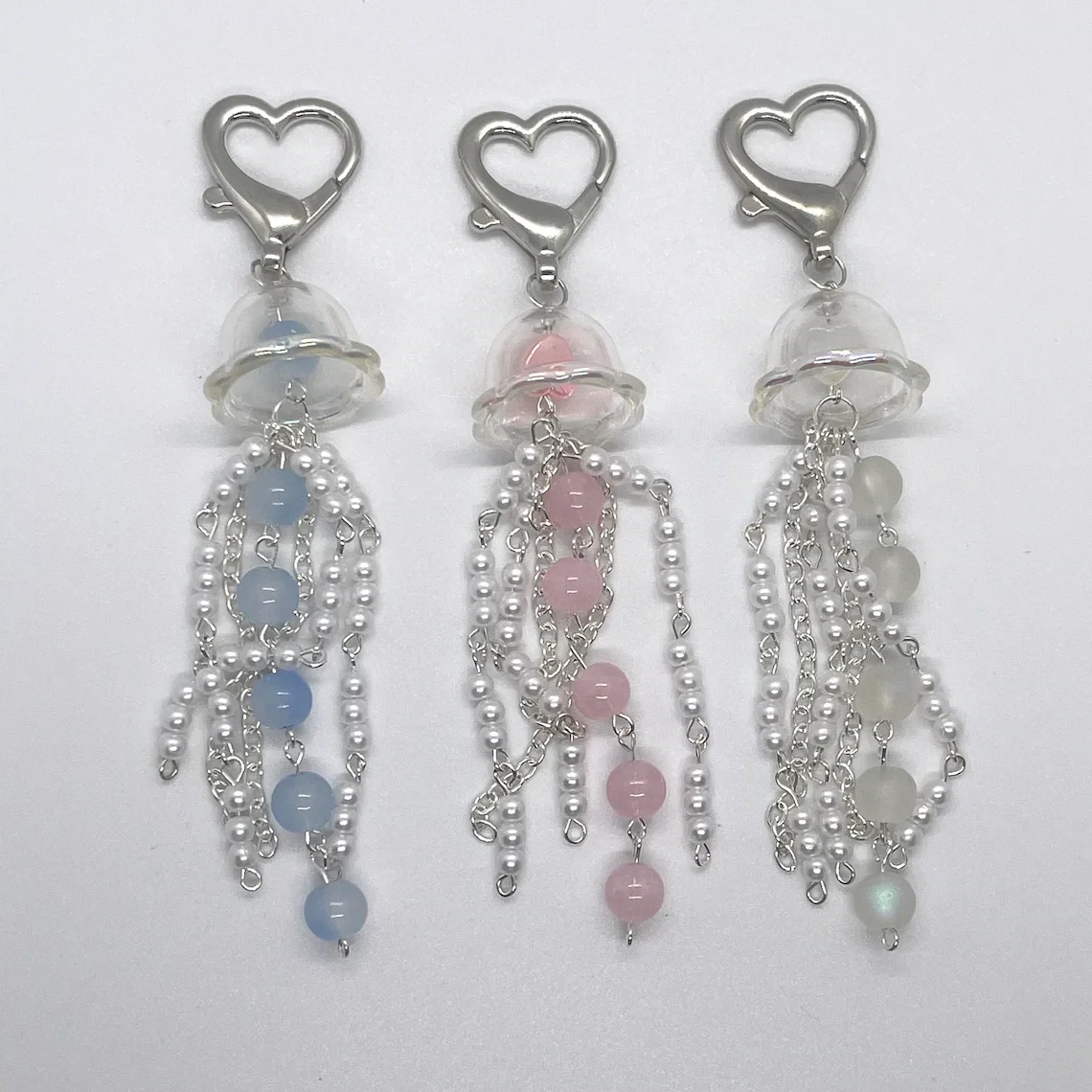 Cute beaded jellyfish keychain/keyring