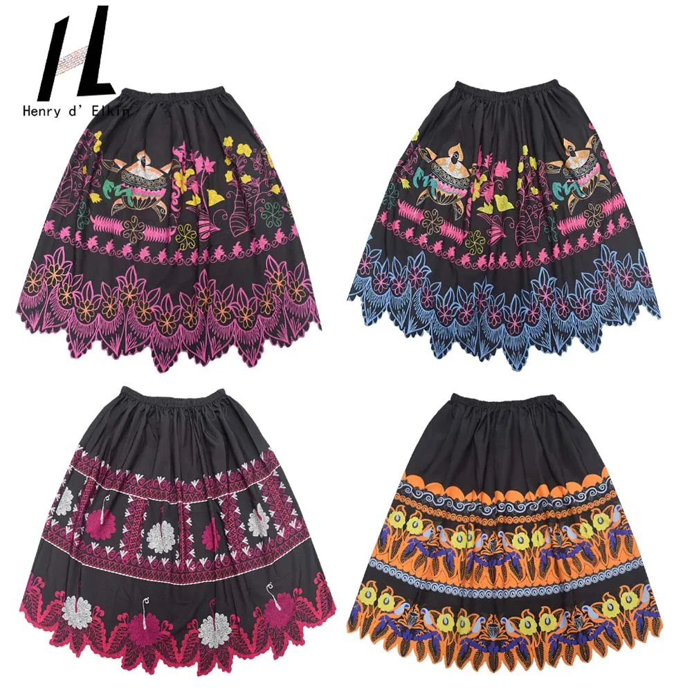 

Изготовленная на заказ модная пляжная юбка из полинезийского острова микронезии с цветочным принтом и случайным узором для женщин