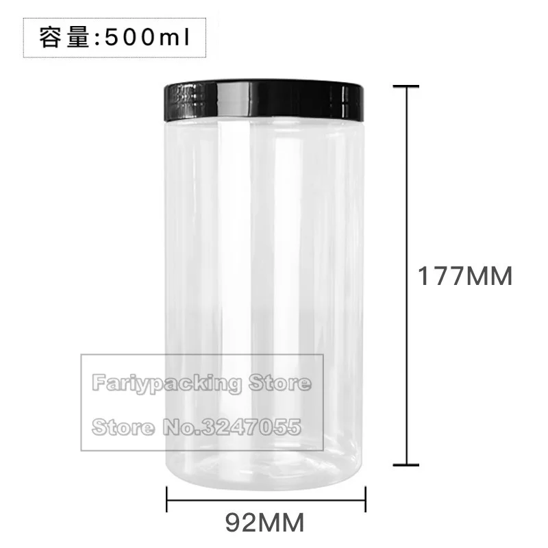 1000ML White Black Coffee Brown Transparent Lid Cover Clear Empty Packaing PET Plastic Jar Pot Container Bottle