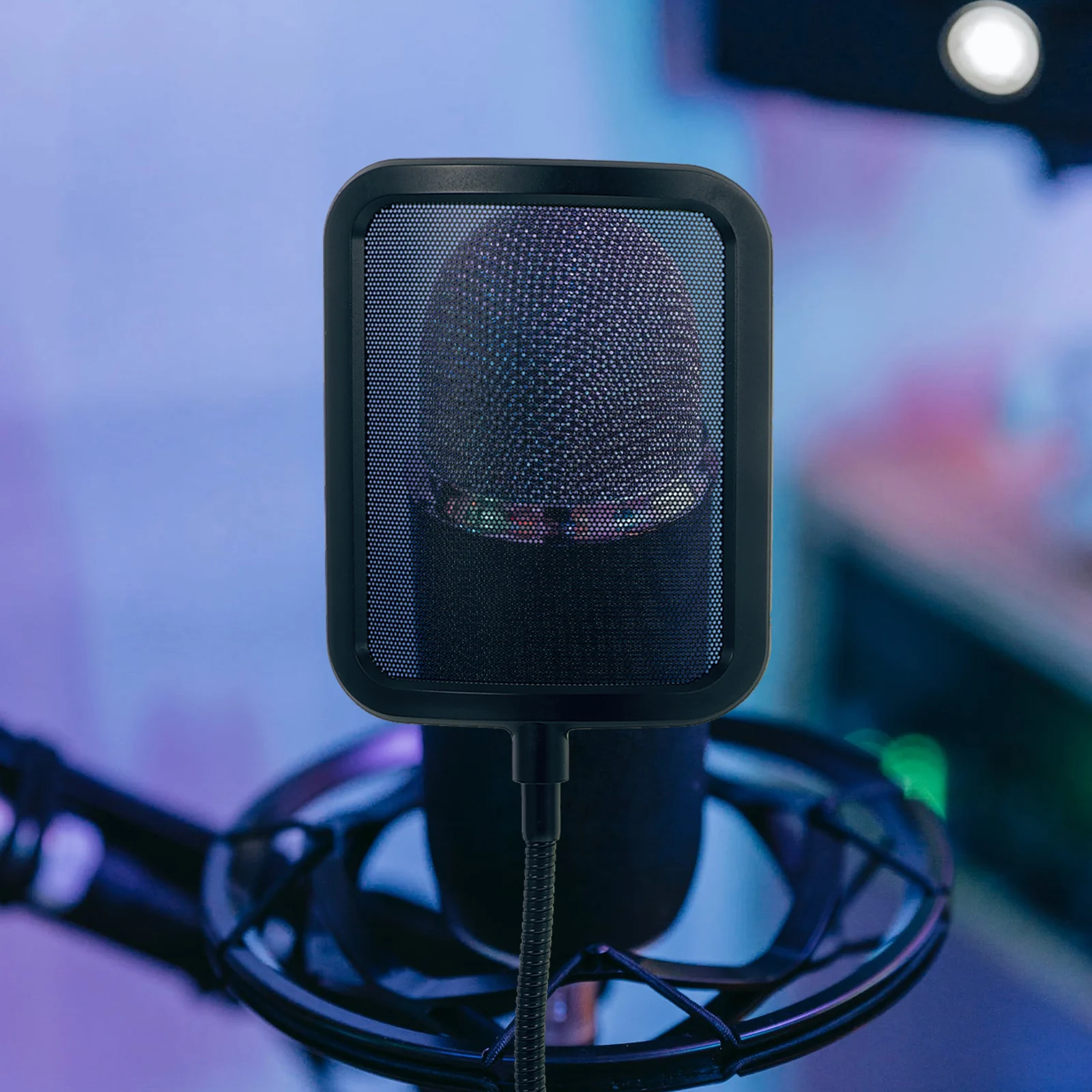 

Microphone Windshield Metal Plastic Guard Recording Shield Noise Proof Screen Sound Absorbing Cover Wind Filter Gooseneck Design