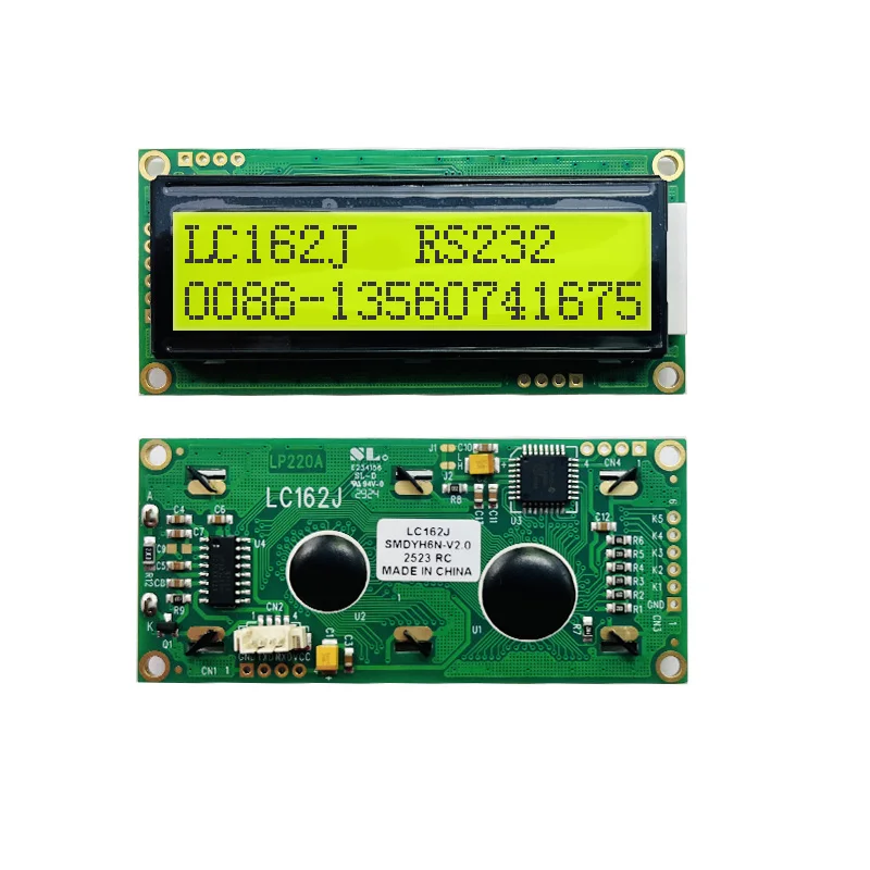 Modulo display LCD RS232 1602 16x2 LC162D Schermo blu verde 3 dimensioni con interruttore AT89S5224AU Fabbrica LCD industriale
