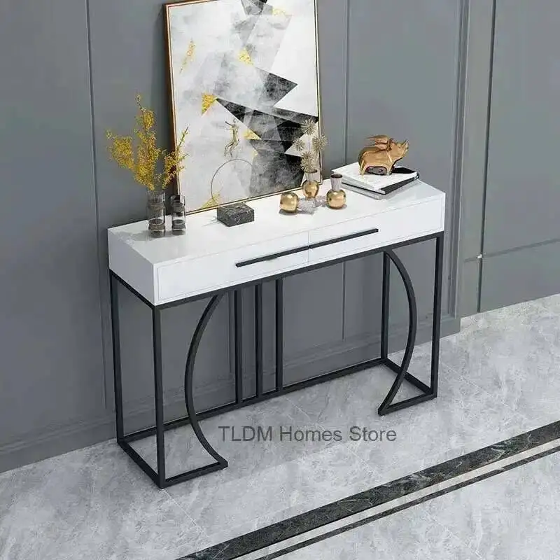 

Ultra-narrow Nordic Living Console Tables Iron Room Wall Decoration Porch Cabinet Light Luxury Entrance Console Home Furniture X