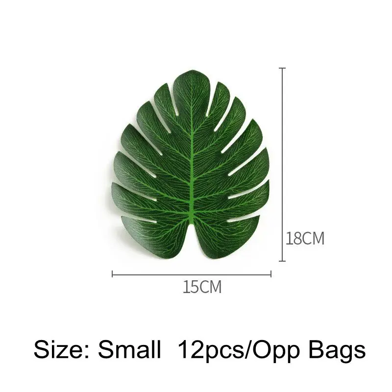 12 قطعة/الوحدة أوراق النخيل الاصطناعية Monstera الخضراء لتزيين حفلات هاواي الاستوائية لوازم مهرجان الزفاف وأعياد الميلاد