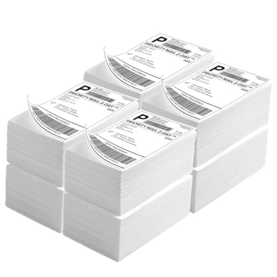 

Термоэтикетки Fanfold 4x6 дюймов, 4000 штук, бумага для термопринтера, 8 стопок, этикетки для доставки