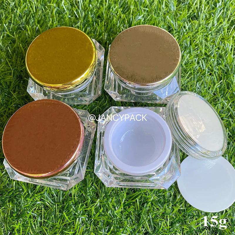 1 Uds. Tarro de plástico vacío con forma de diamante, bote transparente para decoración de uñas, brillos en forma de diamante, sombra de ojos, crema, bálsamo labial, contenedor de almacenamiento