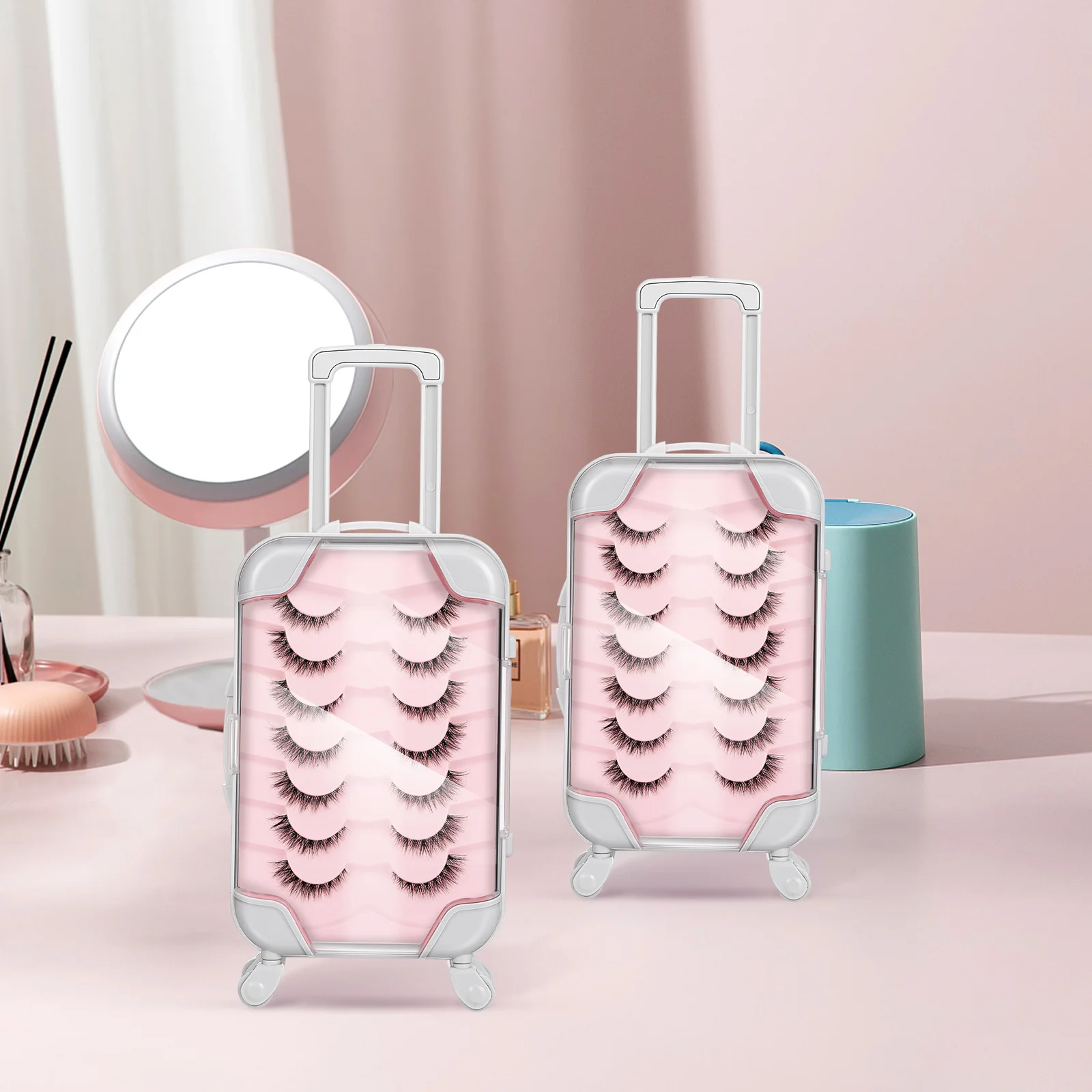 

4pcs Mini Suitcase Case Portable Travel Organizer Hard Shell Makeup Tool Box For Women Travel Makeup Carrier