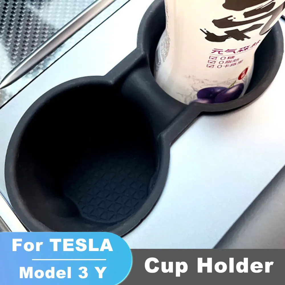 

For Tesla Model3/Y Water Cup Holder Central Control Storage Box Beverage Non-slip Double Hole Insert Car Accessories Interior