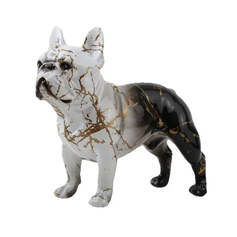 Creative water transfer colorful graffiti animal bulldog ornament resin desktop office living room soft decoration