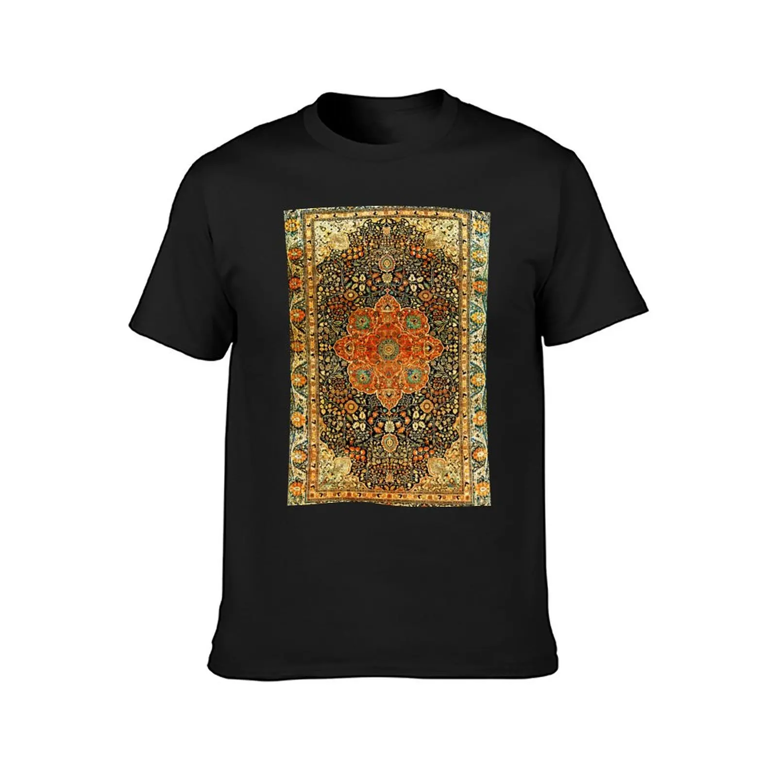 Antique Persian Mohtashem Kashan Rug Print T-Shirt cute tops graphics oversized shirts graphic tees mens cotton t shirts