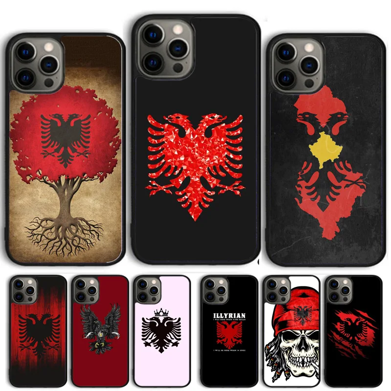 Albanian Flag Eagle Phone Case Cover For iPhone 15 16 11 13 14 Pro Max 12 mini Plus X XS Max XR Fundas