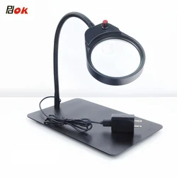 2024 New Muti-functional Magnifying Glass Lamp 8X15X Desktop Magnifier Lamp 3X10X 5X For PCB Inspection Magnect clip base holder